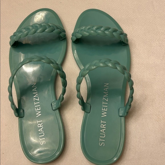 Stuart Weitzman Women's Braida Sawyer Jelly Sandals in Teal. Size 6 - Picture 7 of 7
